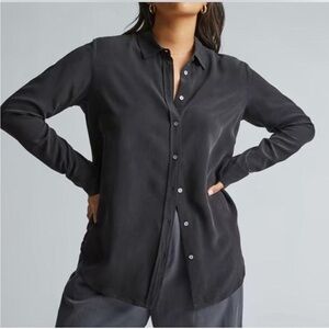 Blue Everlane The Clean Silk Relaxed Shirt